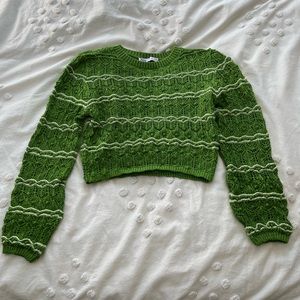 Green knit cropped sweater